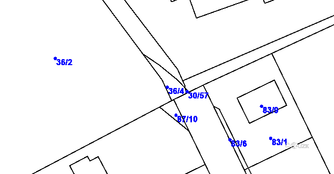 Parcela st. 36/4 v KÚ Hrabová, Katastrální mapa