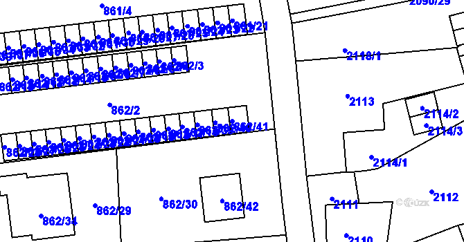 Parcela st. 862/41 v KÚ Hrabová, Katastrální mapa