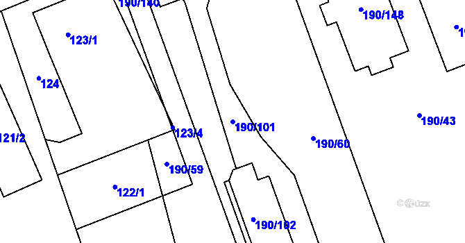 Parcela st. 190/101 v KÚ Hrabová, Katastrální mapa