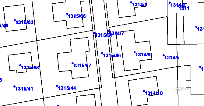 Parcela st. 1315/46 v KÚ Hrabová, Katastrální mapa