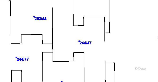 Parcela st. 244/47 v KÚ Hrabová, Katastrální mapa