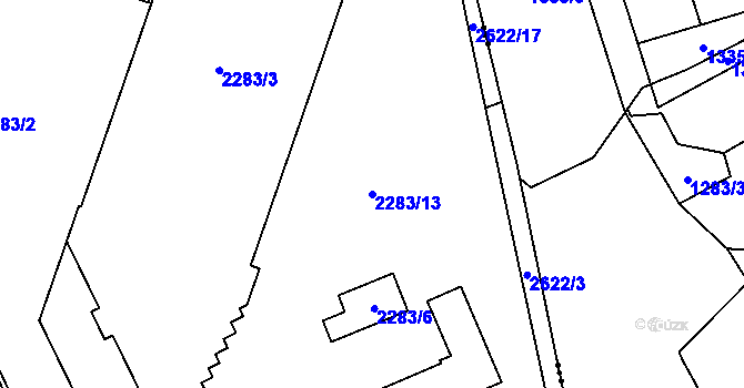 Parcela st. 2283/13 v KÚ Hrabová, Katastrální mapa