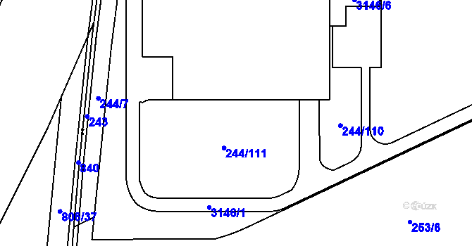 Parcela st. 244/82 v KÚ Hrabová, Katastrální mapa