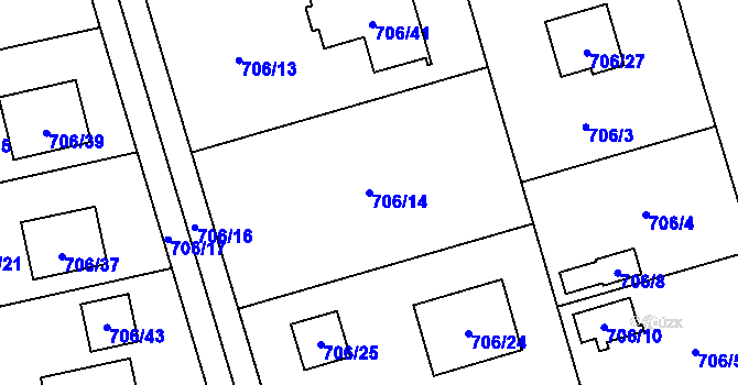 Parcela st. 706/14 v KÚ Hrabová, Katastrální mapa