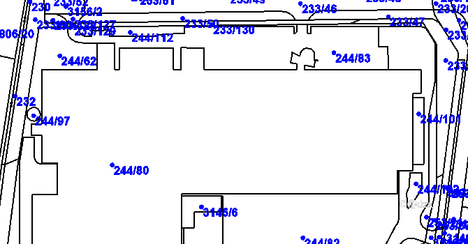 Parcela st. 244/80 v KÚ Hrabová, Katastrální mapa