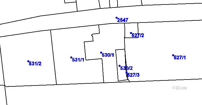 Parcela st. 530/1 v KÚ Hrabová, Katastrální mapa