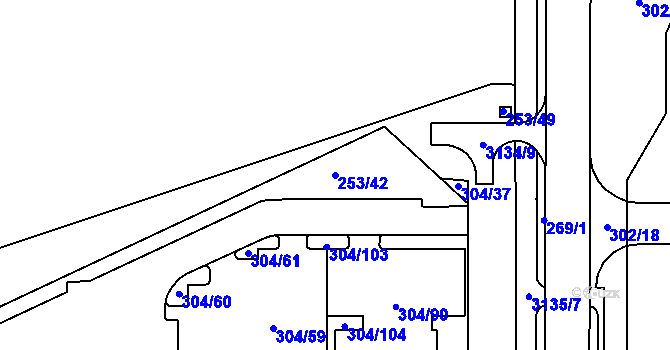 Parcela st. 253/42 v KÚ Hrabová, Katastrální mapa