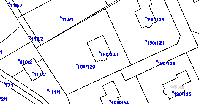 Parcela st. 190/133 v KÚ Hrabová, Katastrální mapa
