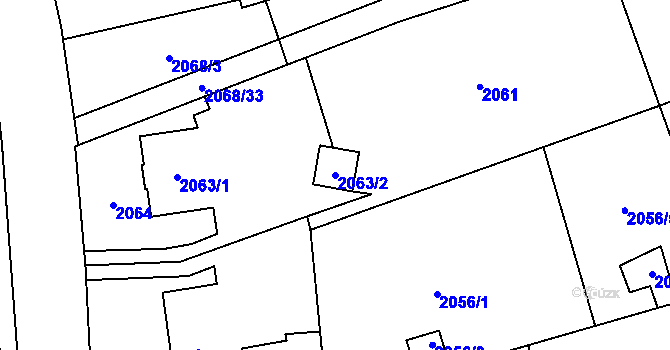 Parcela st. 2063/2 v KÚ Hrabová, Katastrální mapa
