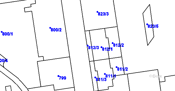 Parcela st. 812/3 v KÚ Hrabová, Katastrální mapa