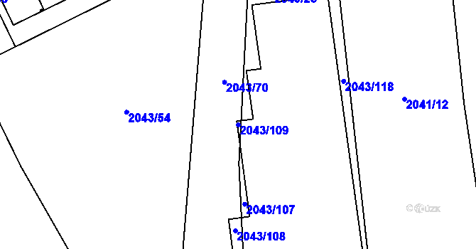 Parcela st. 2043/109 v KÚ Hrabová, Katastrální mapa