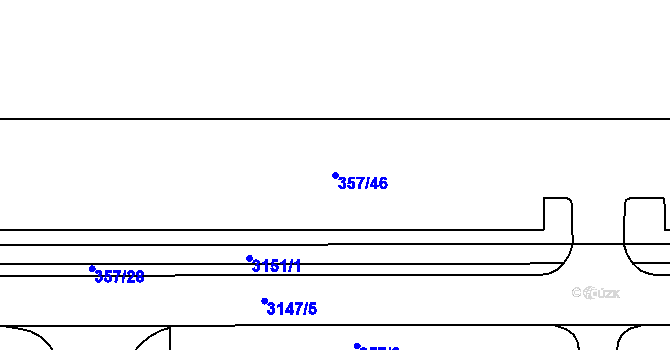 Parcela st. 357/46 v KÚ Hrabová, Katastrální mapa