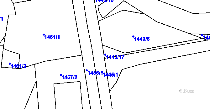 Parcela st. 1443/17 v KÚ Hrabová, Katastrální mapa