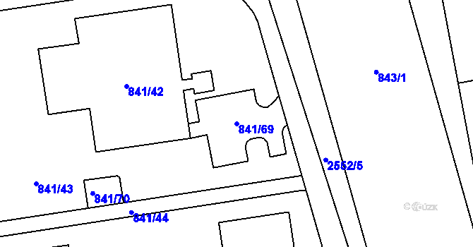 Parcela st. 841/69 v KÚ Hrabová, Katastrální mapa