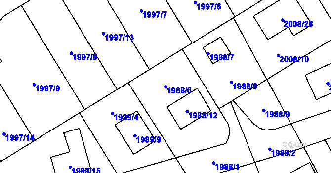 Parcela st. 1988/6 v KÚ Hrabová, Katastrální mapa