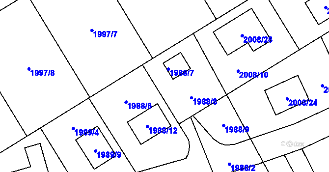 Parcela st. 1988/7 v KÚ Hrabová, Katastrální mapa