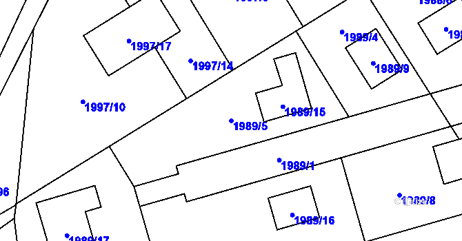 Parcela st. 1989/5 v KÚ Hrabová, Katastrální mapa