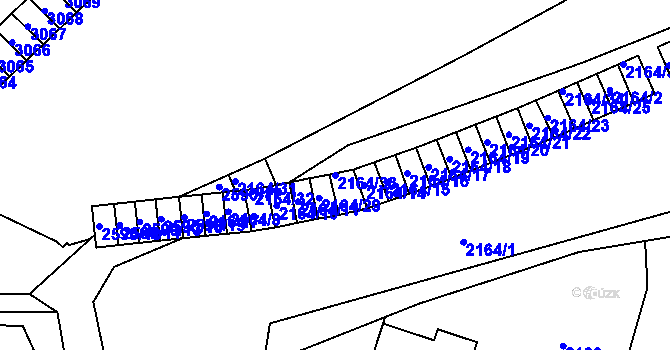 Parcela st. 2164/33 v KÚ Hrabová, Katastrální mapa