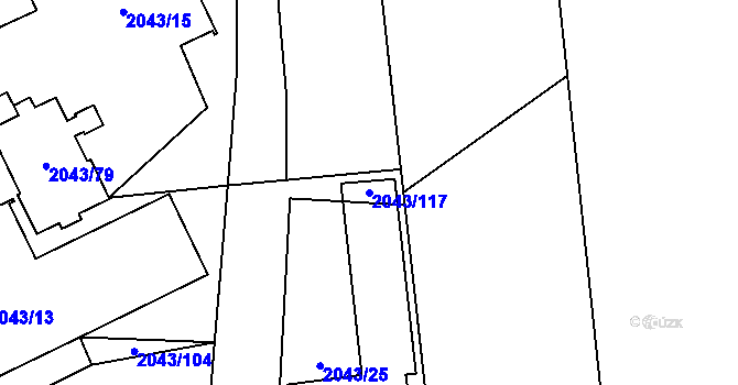Parcela st. 2043/117 v KÚ Hrabová, Katastrální mapa