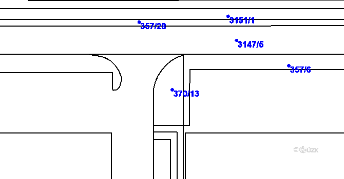 Parcela st. 370/13 v KÚ Hrabová, Katastrální mapa