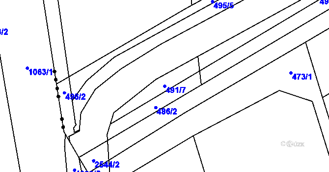 Parcela st. 491/7 v KÚ Hrabová, Katastrální mapa