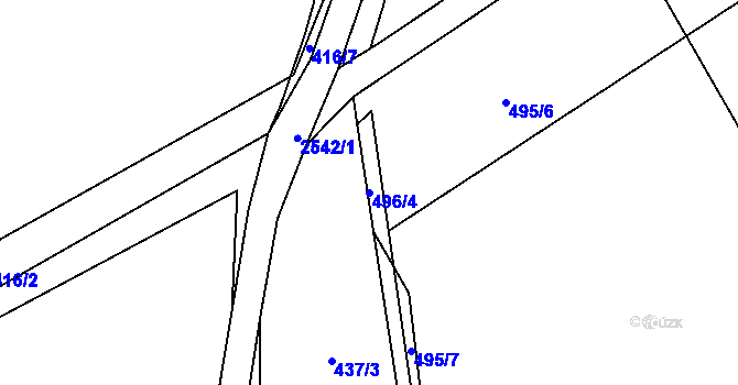Parcela st. 496/4 v KÚ Hrabová, Katastrální mapa