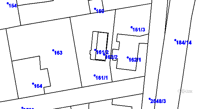Parcela st. 162/2 v KÚ Hrabová, Katastrální mapa