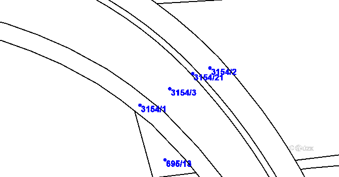 Parcela st. 3154/3 v KÚ Hrabová, Katastrální mapa