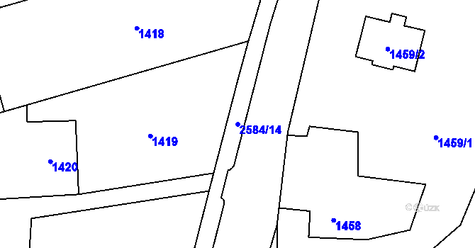 Parcela st. 2584/14 v KÚ Hrabová, Katastrální mapa