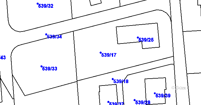 Parcela st. 539/17 v KÚ Hrabová, Katastrální mapa