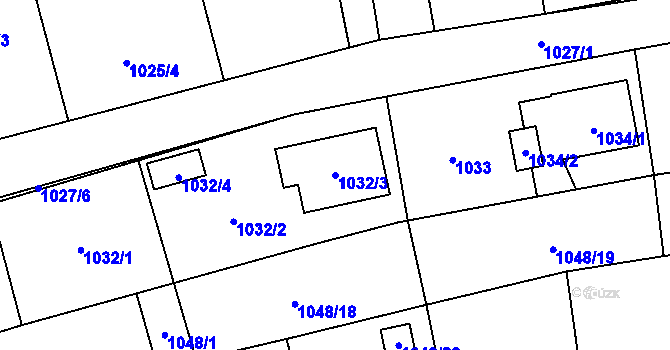 Parcela st. 1032/3 v KÚ Hrabová, Katastrální mapa