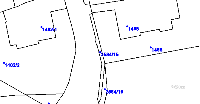 Parcela st. 2584/15 v KÚ Hrabová, Katastrální mapa