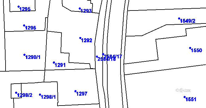 Parcela st. 2584/17 v KÚ Hrabová, Katastrální mapa