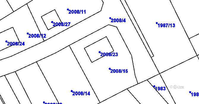 Parcela st. 2008/23 v KÚ Hrabová, Katastrální mapa