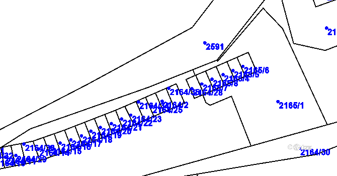 Parcela st. 2164/35 v KÚ Hrabová, Katastrální mapa
