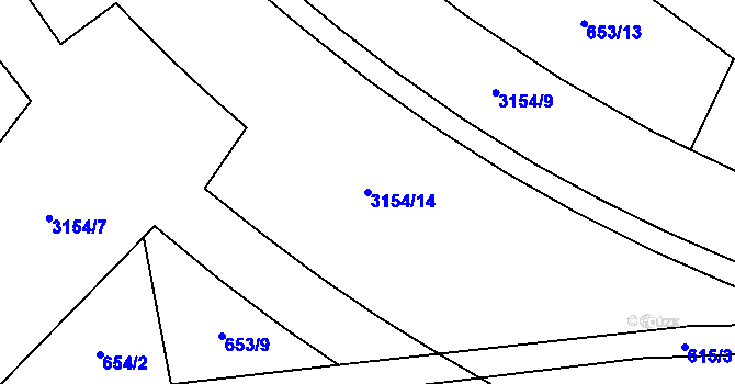 Parcela st. 3154/14 v KÚ Hrabová, Katastrální mapa
