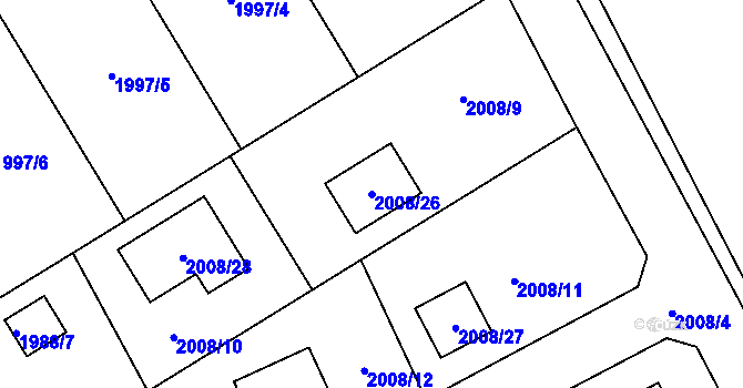 Parcela st. 2008/26 v KÚ Hrabová, Katastrální mapa