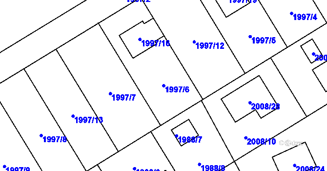 Parcela st. 1997/6 v KÚ Hrabová, Katastrální mapa
