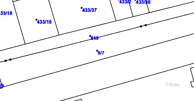 Parcela st. 9/7 v KÚ Hrabová, Katastrální mapa