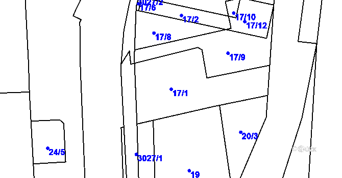 Parcela st. 17/1 v KÚ Hrabová, Katastrální mapa