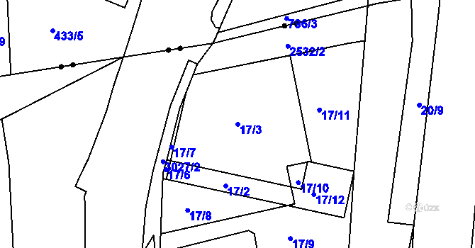 Parcela st. 17/3 v KÚ Hrabová, Katastrální mapa