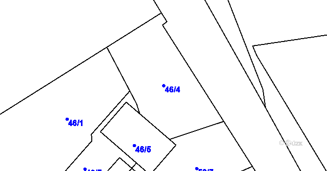 Parcela st. 46/4 v KÚ Hrabová, Katastrální mapa