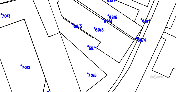 Parcela st. 69/1 v KÚ Hrabová, Katastrální mapa
