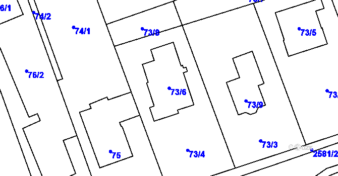 Parcela st. 73/6 v KÚ Hrabová, Katastrální mapa