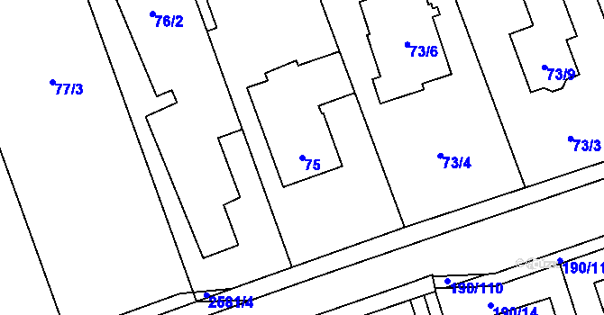 Parcela st. 75 v KÚ Hrabová, Katastrální mapa