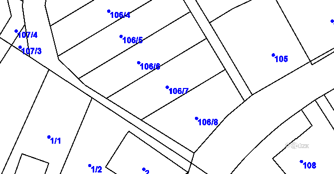Parcela st. 106/7 v KÚ Hrabová, Katastrální mapa