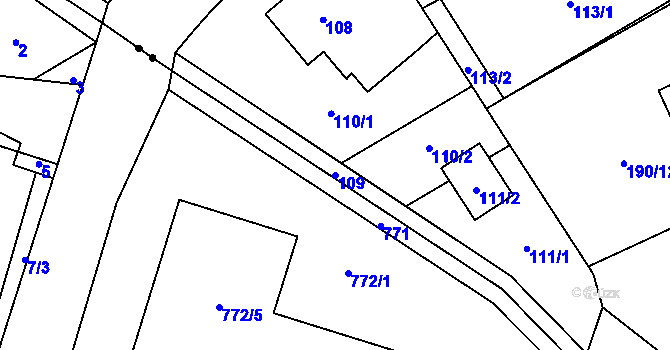 Parcela st. 109 v KÚ Hrabová, Katastrální mapa