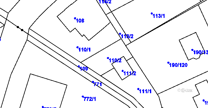 Parcela st. 110 v KÚ Hrabová, Katastrální mapa