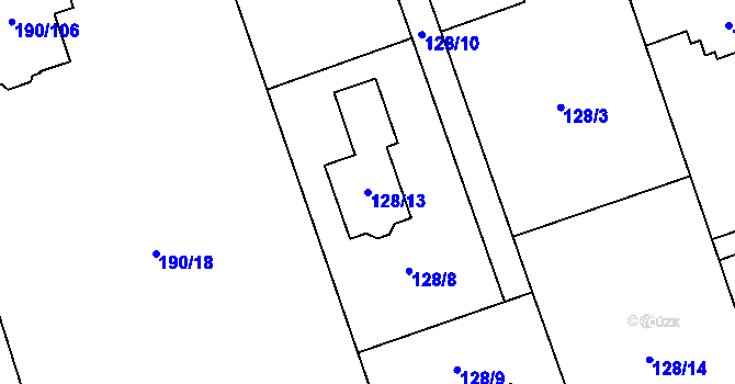 Parcela st. 128/13 v KÚ Hrabová, Katastrální mapa