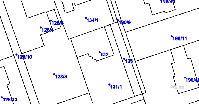 Parcela st. 132 v KÚ Hrabová, Katastrální mapa